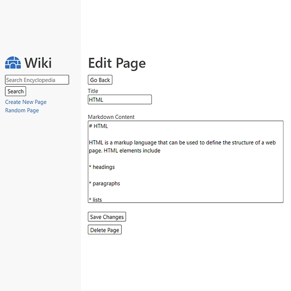 Screenshot of Wiki Application